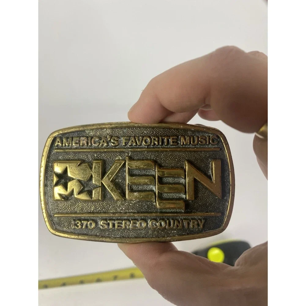 Keen Country Radio 1370 AM Brass Belt Buckle‎ San Jose CA Vintage Favorite Music